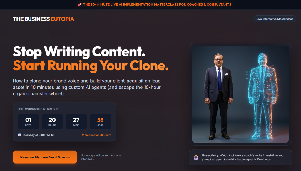 Coach Alok Kumar Webinar Funnel Landing Page