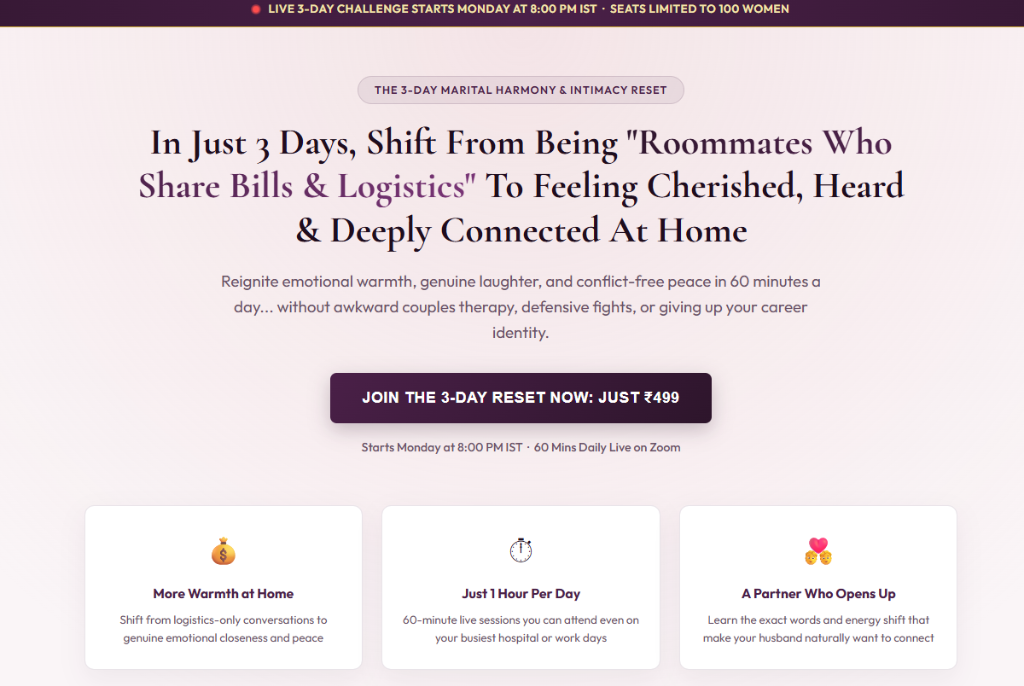Dr. Sunita Laddha 3-Day Marital Harmony Challenge Landing Page
